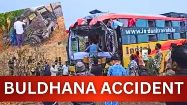 VIDEO: महाराष्ट्र के बुलढाणा में भीषण हादसा, प्राइवेट बस, ST और बोलेरो की टक्कर में 5 लोगों की मौत, 24 घायल