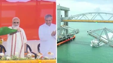 VIDEO: रामेश्वरम में PM मोदी ने हाईटेक पंबन ब्रिज का किया उद्घाटन, रामनवमी पर भारत को मिला पहला वर्टिकल रेलवे पुल VIDEO: रामेश्वरम में PM मोदी ने हाईटेक पंबन ब्रिज का किया उद्घाटन, रामनवमी पर भारत को मिला पहला वर्टिकल रेलवे पुल