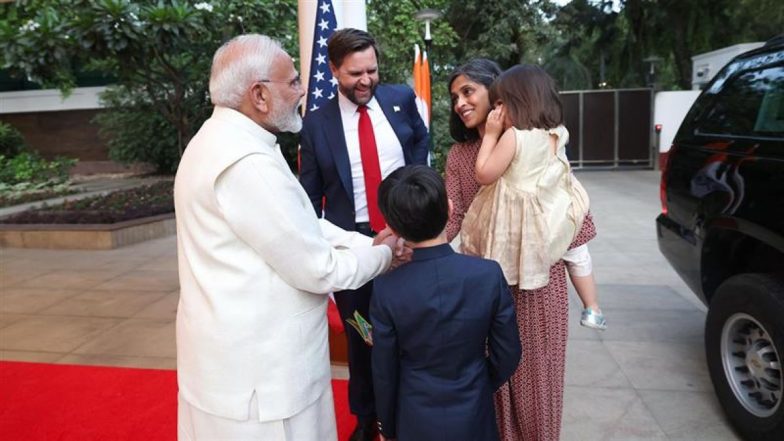 प्रधानमंत्री मोदी से मिले अमेरिका के उपराष्ट्रपति जेडी वेंस, PM आवास पर गर्मजोशी से हुआ स्वागत