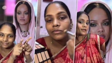 कोल्हापुर की मेकअप और मेहंदी आर्टिस्ट सोनाली ने Rihanna के अंबानी वेडिंग मेकअप लुक को किया रीक्रिएट, हुनर को देख तारीफ करने पर मजबूर हो जाएंगे आप (Watch Video)