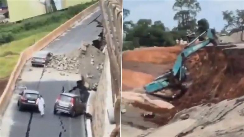 NH Collapse in Kerala: केरल में भ्रष्टाचार की पोल खुली! पहली बारिश में धंसा NH-66 का हिस्सा, कंपनी ब्लैक लिस्टेड (Watch Video)
