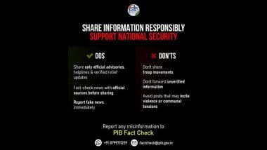 'Let's Win the Fight Against Fake News': भारत-पाकिस्तान तनाव के बीच सोशल मीडिया पर फर्जी खबरों और भ्रामक दावों की बाढ़ के बीच PIB ने क्या करें और क्या न करें की सूची साझा की