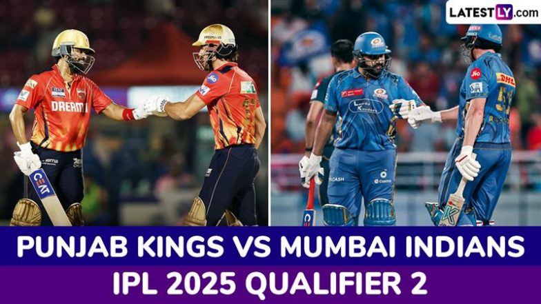 PBKS vs MI TATA IPL 2025 Qualifier 2 Live Streaming: इंडियन प्रीमियर लीग 2025 का दूसरा क्वालीफायर में होगा पंजाब किंग्स बनाम मुंबई इंडियंस 'करो या मरो' मुकाबला; जानिए&nbsp;कब, कहां और कैसे देखें लाइव प्रसारण
