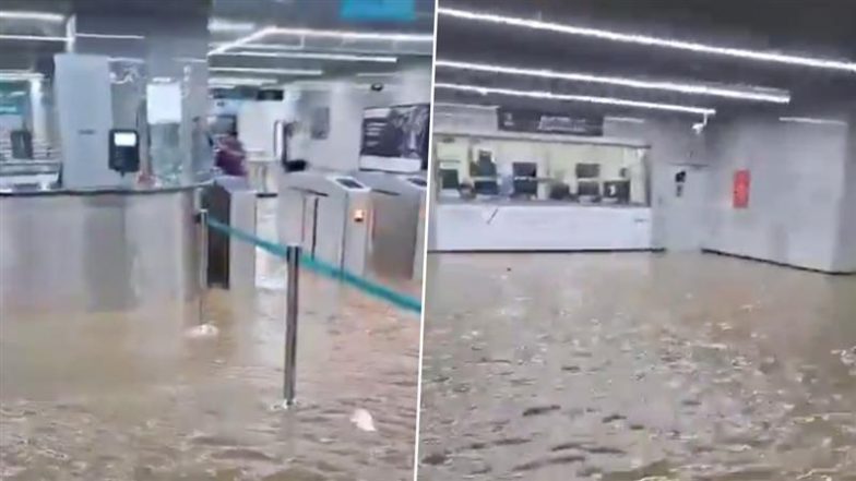 Mumbai Rains: मुंबई में मुसलधार बारिश के बीच उद्घाटन के कुछ दिनों बाद ही वर्ली एक्वा लाइन 3 भूमिगत मेट्रो स्टेशन में भरा पानी (Watch Video)