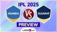 MI vs GT TATA IPL 2025 Preview: मुंबई इंडियंस बनाम गुजरात टाइटन्स इंडियन प्रीमियर लीग मैच से पहले जानिए हेड टू हेड रिकॉर्ड्स, मिनी बैटल और स्ट्रीमिंग समेत सारे डिटेल्स