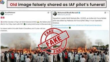 Fact Check: भारतीय वायुसेना के पायलट के अंतिम संस्कार के दावे वाली पुरानी तस्वीर वायरल, पीआईबी ने फर्जी खबर का किया पर्दाफाश