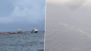 Liberian Cargo Ship Sinks in Kerala: केरल तट पर डूबा लाइबेरियाई जहाज, तेल रिसाव से गहराया पर्यावरण संकट; मछुआरों के लिए चेतावनी जारी (Watch Video)