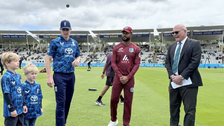 ENG vs WI 3rd ODI 2025 Toss & Scorecard: इंग्लैंड क्रिकेट टीम ने जीता टॉस; वेस्टइंडीज को मिला पहले बल्लेबाजी का न्योता, यहां देखें प्लेइंग इलेवन और लाइव स्कोरकार्ड