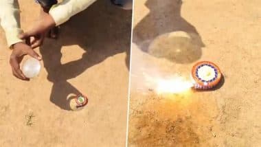 सूरज की किरणों से शख्स ने चकरी वाले पटाखे में लगाई आग, Viral Video में देखें कैसे इस कारनामे को दिया अंजाम