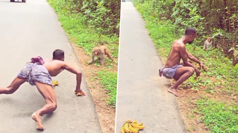 अजीबो-गरीब हरकतें करके बंदर को उसी के अंदाज में चिढ़ाने लगा शख्स, Viral Video देख दंग रह जाएंगे आप