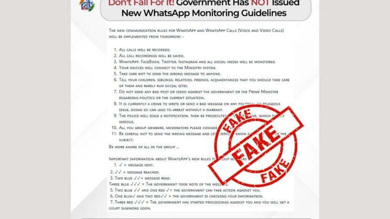 Fact Check: क्या भारत सरकार ने व्हाट्सएप पर नजर रखने के लिए नई मॉनिटरिंग गाइडलाइन्स जारी की हैं? जानें इस फर्जी दावे की असली सच्चाई