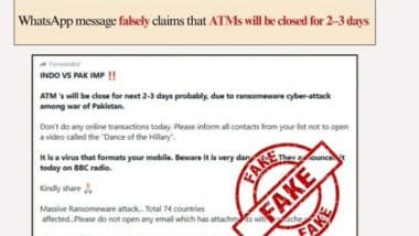 Fact Check: क्या भारत-पाक संघर्ष के बीच 2-3 दिनों के लिए बंद रहेंगे ATM? सोशल मीडिया पर फर्जी दावा वायरल, जानें असली सच्चाई