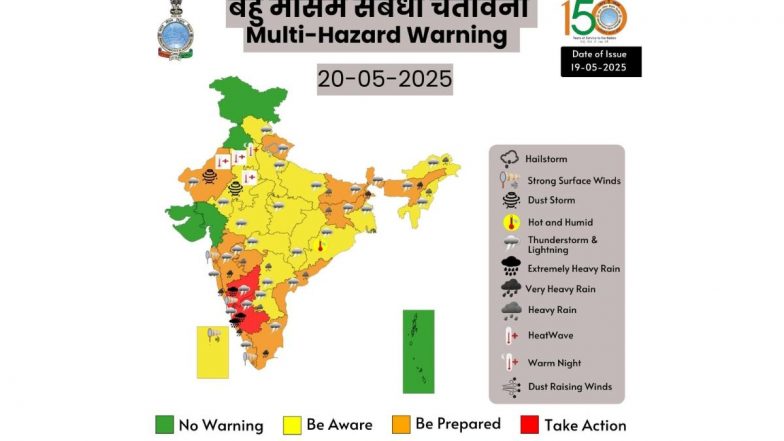 Weather Forecast (20 May 2025): कहीं तेज बारिश, तो कहीं लू का कहर; मौसम विभाग ने जारी किया 20 मई 2025 का पूर्वानुमान (Watch Video)
