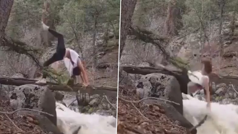 Viral Video: नदी के ऊपर टूटे हुए पेड़ पर चढ़कर स्टंट करने लगी लड़की, फिर हुआ कुछ ऐसा... पल भर में उतर गया सारा नशा