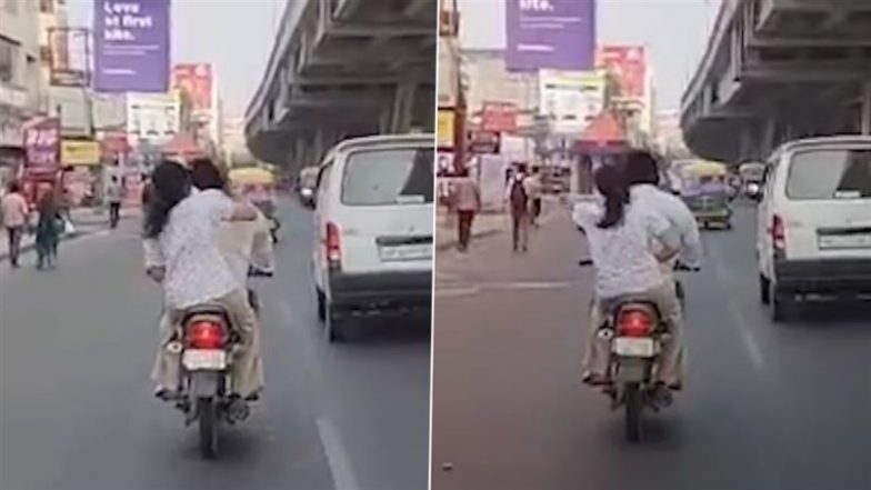 Video: चलती बाइक पर चप्पल से धुनाई! लखनऊ में लड़की ने युवक को 20 सेकंड में 14 बार पीटा