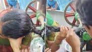 गन्ने का जूस पीना महिला को पड़ा भारी, चलती मशीन में फंस गई चोटी और फिर जो हुआ… (Watch Viral Video)