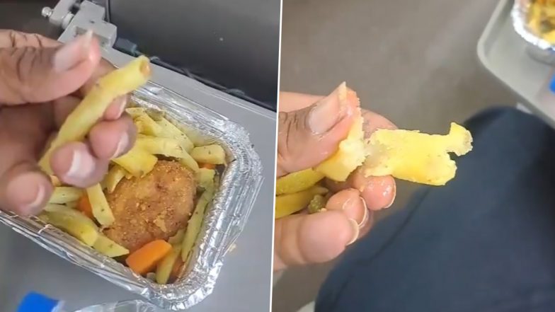 &lsquo;Poor Quality Food Served on Vande Bharat&rsquo;: वंदे भारत ट्रेन में दिया गया खराब खाना, यात्री ने घटिया भोजन, स्टाफ और आरपीएफ पर अभद्र व्यवहार का लगाया आरोप (देखें वीडियो)