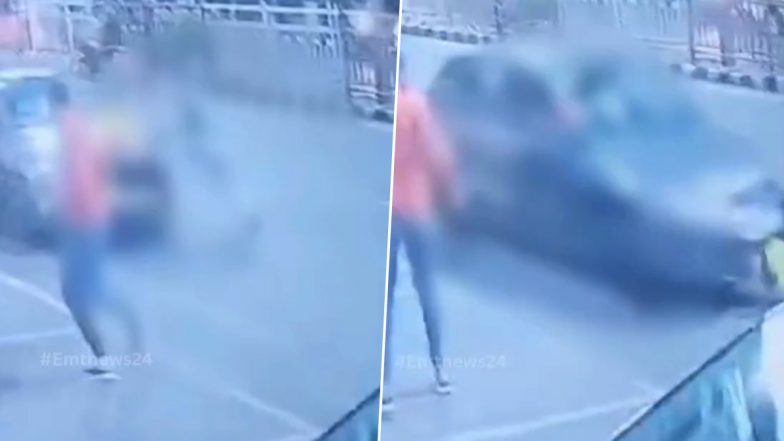 Bhopal Road Accident: सड़क किनारे नाश्ता कर रहे 3 युवकों को तेज रफ़्तार कार ने कुचला, एक की हालत गंभीर, भोपाल का वीडियो आया सामने (Watch Video)