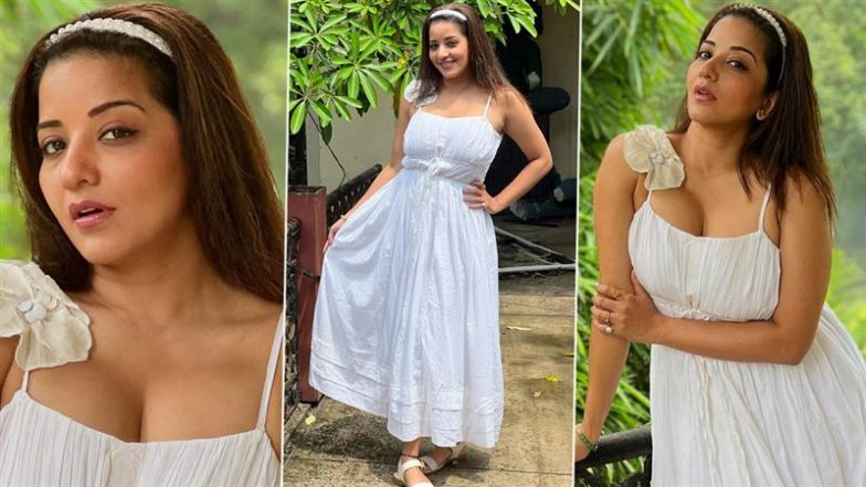 भोजपुरी स्टार Monalisa ने व्हाइट ड्रेस में बिखेरा जलवा, एक्ट्रेस की हॉटनेस ने बढ़ाया तापमान (View Pics)