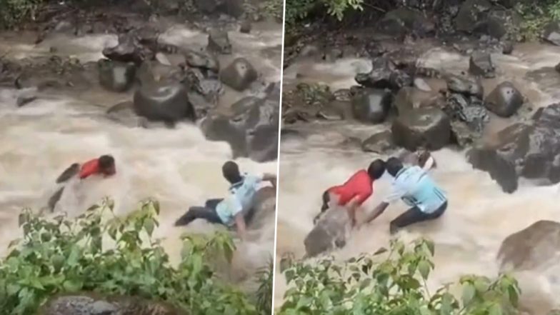 VIDEO: सेल्फी के कारण युवक की जान पर आई आफत! वॉटरफॉल के तेज बहाव में फंसा, समय रहते पर्यटकों ने निकाला बाहर, कोल्हापुर के राऊतवाडी का वीडियो आया सामने