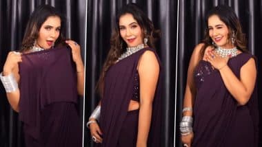 Trisha Kar Madhu Bold Look: डार्क पर्पल साड़ी में त्रिशाकर मधु ने बढ़ाया इंटरनेट का पारा, स्टनिंग अदाओं से जीता फैंस का दिल (View Pics)