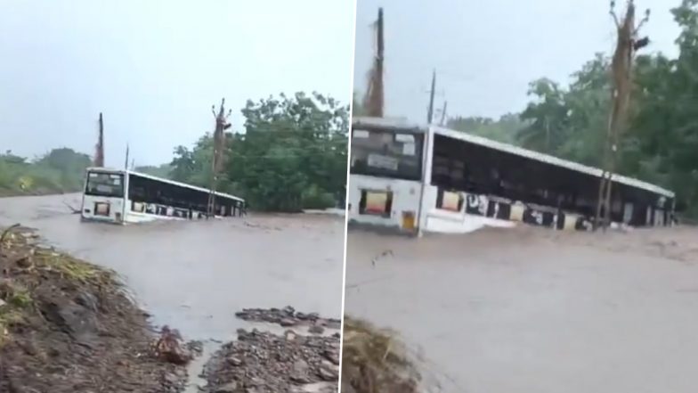 VIDEO: गुजरात ट्रांसपोर्ट की बस पानी में फंसी! 20 यात्रियों की जान आफत में आई, कड़ी मशक्कत के बाद सभी को सुरक्षित निकाला बाहर, अमरेली के भोरीगाड़ा का वीडियो आया सामने