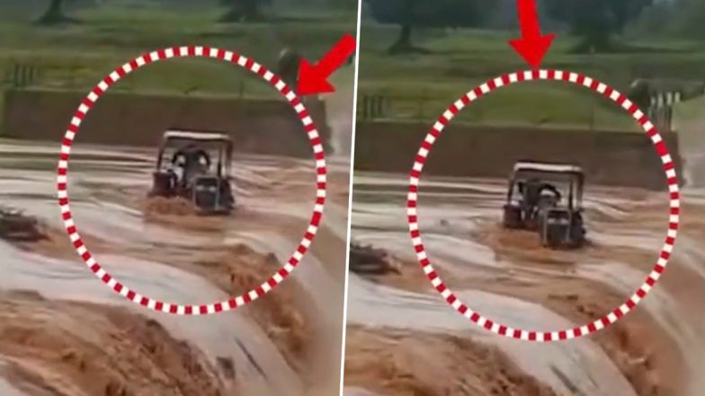 Tractor Driver Stuck in River: उफनती नदी से ट्रैक्टर निकालना चालक को पड़ा भारी, जान पर बन आई आफत, छत्तीसगढ़ का वीडियो आया सामने; VIDEO