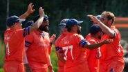 SCO vs NED 1st T20I Tri-Series 2025 Scorecard: स्कॉटलैंड ने नीदरलैंड को दिया 161 रन का लक्ष्य, फिनले मैकक्रेथ और मैथ्यू क्रॉस ने खेली शानदार पारी, यहां देखें पहली पारी का स्कोरकार्ड