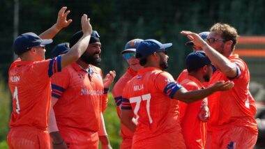SCO vs NED 1st T20I Tri-Series 2025 Scorecard: рд╕реНрдХреЙрдЯрд▓реИрдВрдб рдиреЗ рдиреАрджрд░рд▓реИрдВрдб рдХреЛ рджрд┐рдпрд╛ 161 рд░рди рдХрд╛ рд▓рдХреНрд╖реНрдп, рдлрд┐рдирд▓реЗ рдореИрдХрдХреНрд░реЗрде рдФрд░ рдореИрдереНрдпреВ рдХреНрд░реЙрд╕ рдиреЗ рдЦреЗрд▓реА рд╢рд╛рдирджрд╛рд░ рдкрд╛рд░реА, рдпрд╣рд╛рдВ рджреЗрдЦреЗрдВ рдкрд╣рд▓реА рдкрд╛рд░реА рдХрд╛ рд╕реНрдХреЛрд░рдХрд╛рд░реНрдб