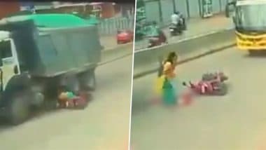 Accident Caught on Camera: हैदराबाद के डंडीगल में टूटी सड़क पर मां के ओवरटेक करने के प्रयास के बाद ट्रक ने बच्चे को कुचला, वीडियो आया सामने