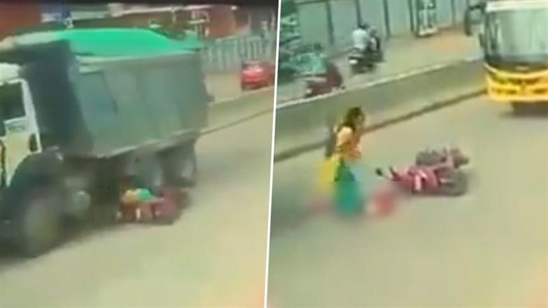Accident Caught on Camera: हैदराबाद के डंडीगल में टूटी सड़क पर मां के ओवरटेक करने के प्रयास के बाद ट्रक ने बच्चे को कुचला, वीडियो आया सामने