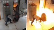 LPG Cylinder Blast Video: घर के अंदर एलपीजी गैस सिलेंडर लीक होने के बाद भीषण विस्फोट, पुरुष और महिला सुरक्षित बचे- देखें वीडियो