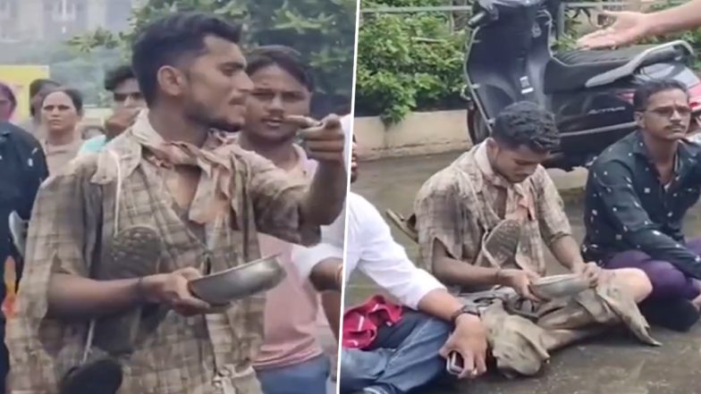 VIDEO: ग्रामपंचायत के विरोध में युवक ने किया अनोखा आंदोलन! पंचायत समिति के ऑफिस के सामने फटे कपड़े पहनकर मांगी भीख, सूरत जिले का वीडियो आया सामने