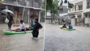 Boats on the Road: सूरत की सड़कों पर कारों की जगह दिखाई दे रही है बोट, लोग बैठकर करने लगे सफर; VIDEO