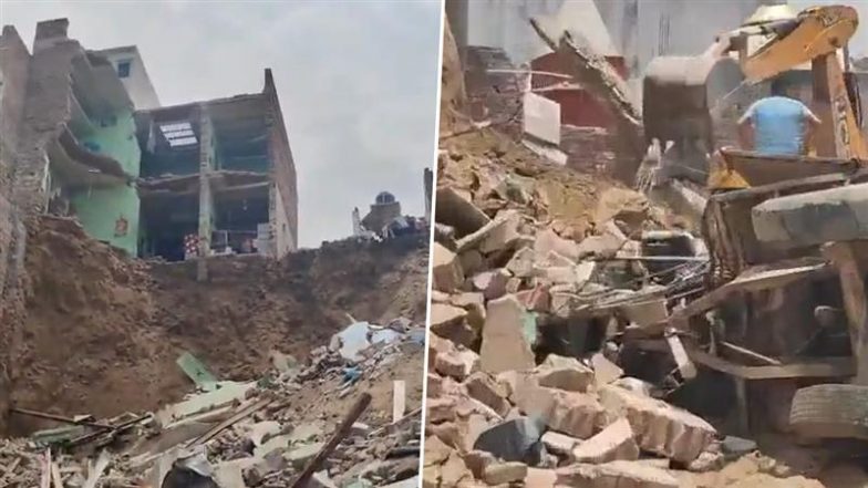 UP: मथुरा में मिट्टी खिसकने से बड़ा हादसा, 6 मकान गिरे; कई लोगों के मलबे में दबे होने की आशंका (Watch Video)