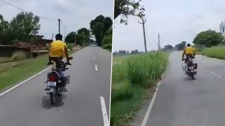 Viral Video: महराजगंज में युवक का बाइक पर जानलेवा स्टंट! पुलिस ने कार्रवाई कर गाड़ी की सीज, सोशल मीडिया पर वीडियो आया सामने
