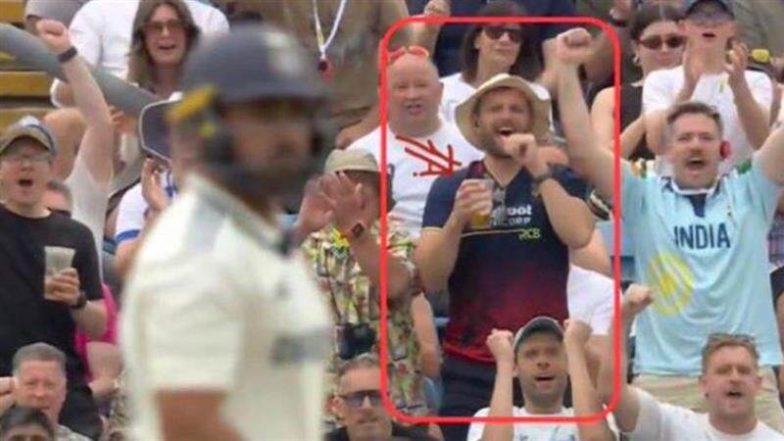 England Fan Spotted Wearing RCB Jersey: IND बनाम ENG पहले टेस्ट के दूसरे दिन स्टैंड में RCB की जर्सी में दिखें इंग्लिश फैन, लीड्स स्टेडियम में दिखा IPL का रंग