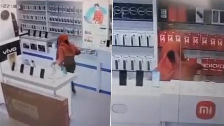 Thief Caught on Camera: हैदराबाद में बिग सी मोबाइल स्टोर की दीवार में छेद कर चोर ने 5 लाख के फोन चुराए, घटना कैमरे में कैद