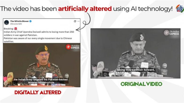 FACT CHECK: आर्मी चीफ उपेन्द्र द्विवेदी का डीपफेक वीडियो वायरल, '250 जवानों की मौत' वाला बयान निकला फर्जी; PIB ने किया एक्सपोज