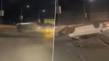 Bhopal Road Accident: तेज रफ्तार SUV डिवाइडर से टकराने के बाद सुभाष नगर ओवरब्रिज पर पलटी, 5 लोग घायल; भयावह वीडियो आया सामने