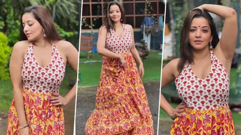 फ्लोरल ड्रेस में Monalisa ने सोशल मीडिया पर ढाया कहर, दिए किलर पोज (Watch Video)