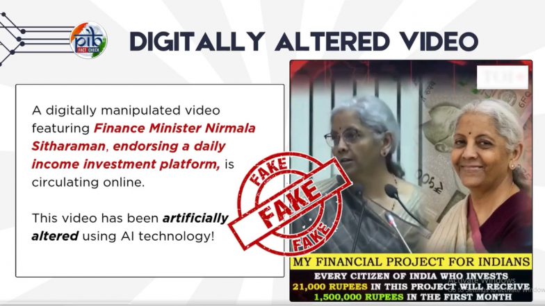 Fact Check: क्या निर्मला सीतारमण ने 21,000 रुपये के निवेश पर 15 लाख रुपये का मासिक आय का वादा करने वाले निवेश प्लेटफॉर्म की घोषणा की? PIB ने वायरल खबर का किया पर्दाफाश