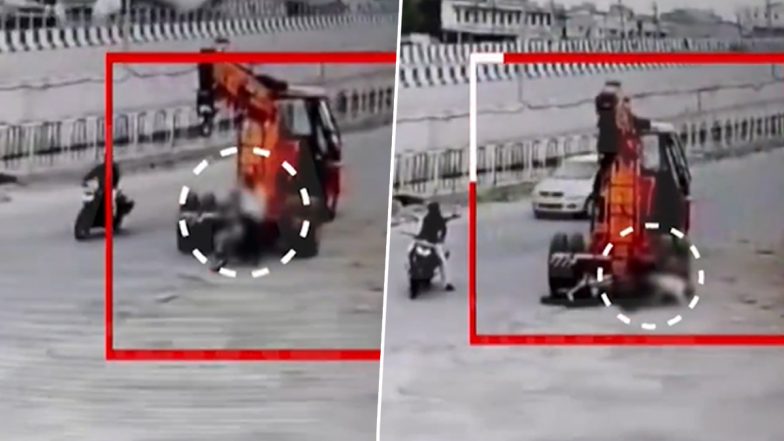 Banaskantha Crane Accident: सड़क पर खड़े शख्स को क्रेन चालक ने कुचला, गंभीर रूप से हुआ घायल, गुजरात के बनासकांठा का VIDEO आया सामने