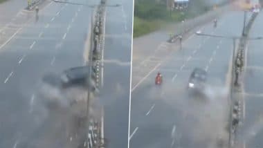 Terrifying Accident Video: तेज़ रफ़्तार स्कॉर्पियो डिवाइडर से टकराई, टक्कर के बाद खिलौने की तरह घूमी गाड़ी