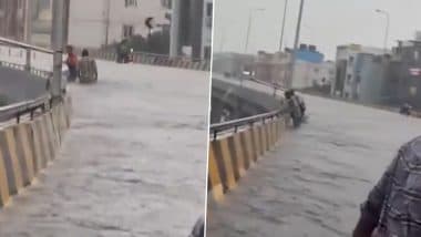 Heavy Rain in Hyderabad: हैदराबाद में जारी बारिश से शहर में जलभराव, फ्लाईओवर पर भी पहुंचा पानी;VIDEO