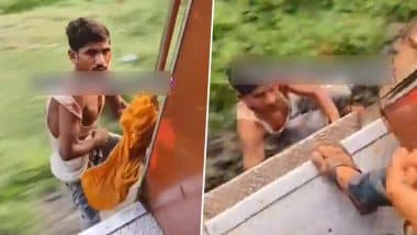 Viral Video: ट्रेन में मोबाइल चुरानेवाले चोर की यात्री ने बेल्ट से की पिटाई, डरकर झाड़ियों में कूदा