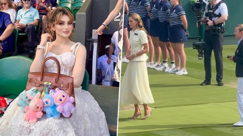 Urvashi Rautela at Wimbledon 2025: विंबलडन में उर्वशी रौतेला की प्रिंसेस ऑफ़ वेल्स केट मिडलटन से खास मुलाकात, 'लाबूबू' डॉल्स वाला बैग बना चर्चा का विषय