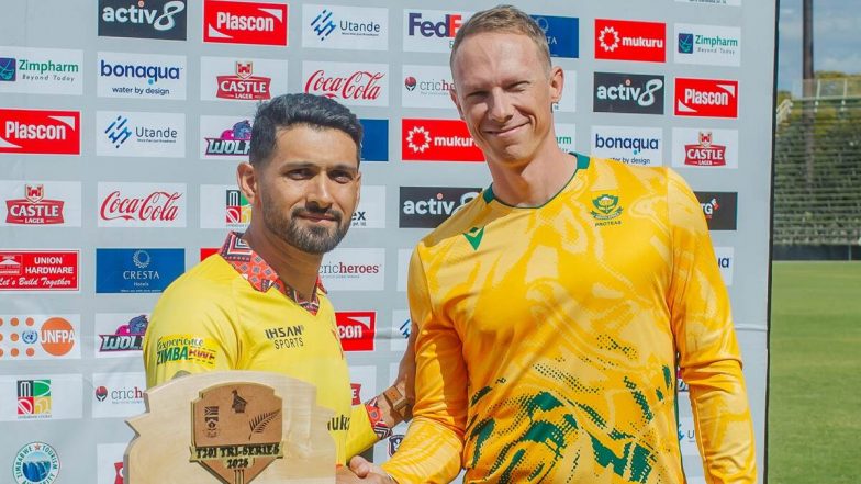 South Africa Beat Zimbabwe, 4th T20 Match 2025 Scorecard: चौथे टी20 मुकाबले में दक्षिण अफ्रीका ने जिम्बाब्वे को 7 विकेट से रौंदा, रासी वैन डेर डुसेन और रुबिन हरमन ने खेली आतिशी पारी; यहां देखें ZIM बनाम SA मैच का स्कोरकार्ड
