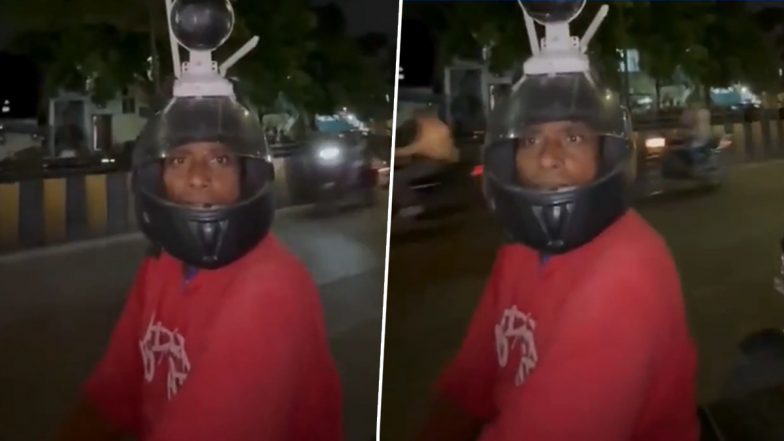 CCTV Installed on Helmet: पड़ोसियों से जान को खतरा, शख्स ने हेलमेट पर लगाया सीसीटीवी कैमरा, जानें कौन है ये इंदौर का शख्स;VIDEO