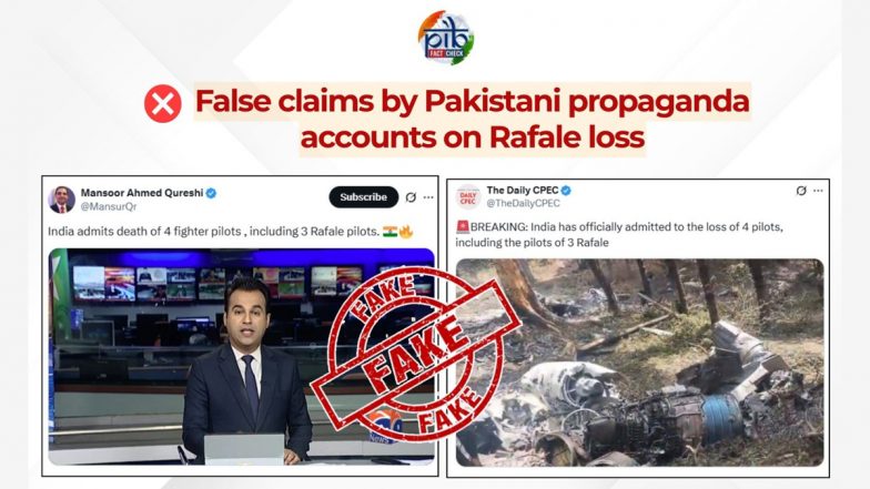 FACT CHECK: क्या भारत ने अपने 4 वायुसेना पायलट खो दिए, जिनमें से 3 राफेल फाइटर जेट से जुड़े थे? पाकिस्तानी हैंडल्स के झूठे अफवाह से रहें सावधान